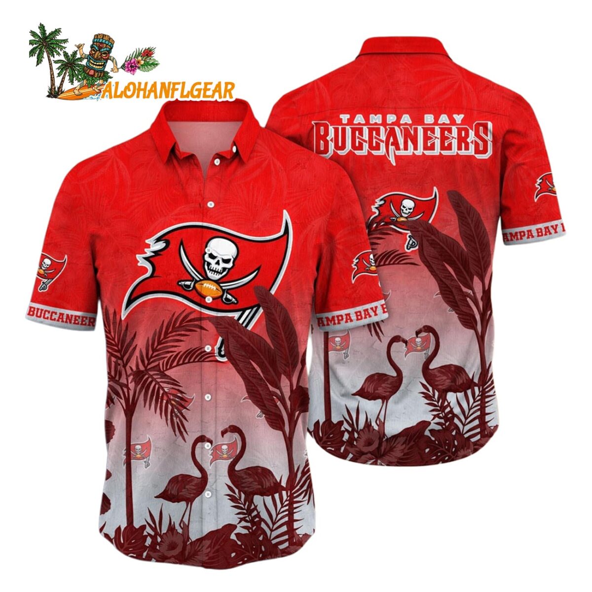 Tampa Bay Buccaneers Flamingo And Flower Funny Hawaiian Shirt Tampa Bay Buccaneers Aloha Shirt 1