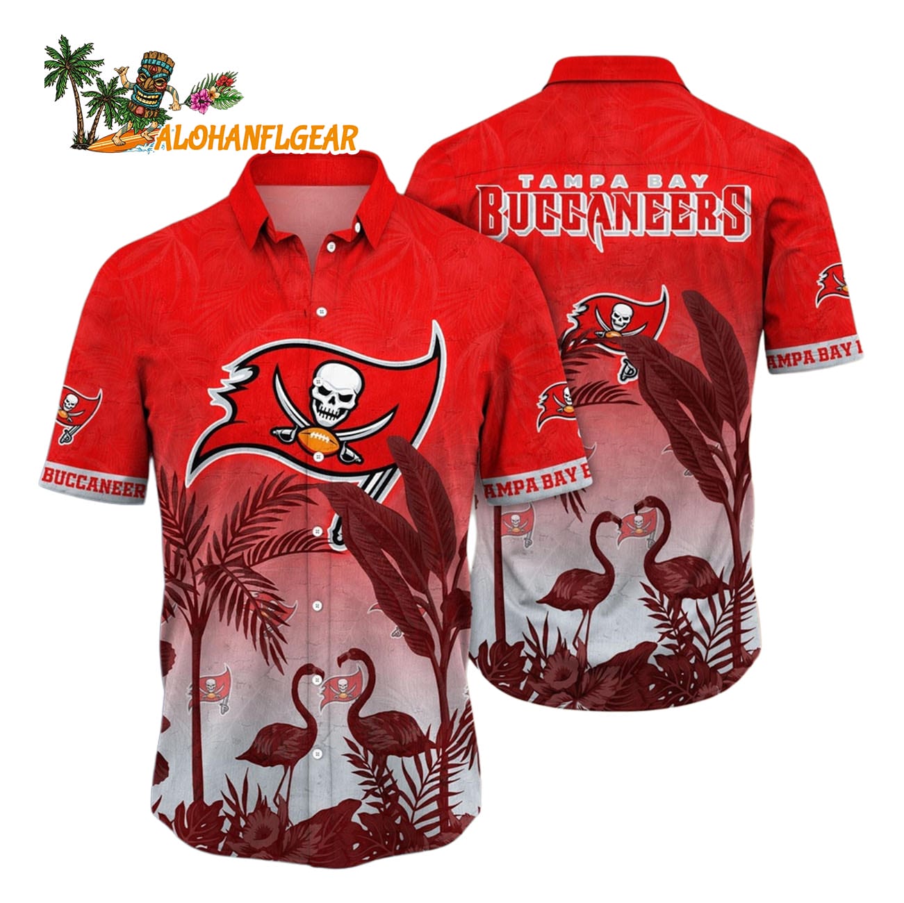 Tampa Bay Buccaneers Flamingo And Flower Funny Hawaiian Shirt, Tampa Bay Buccaneers Aloha Shirt Tampa Bay Buccaneers Flamingo And Flower Funny Hawaiian Shirt, Tampa Bay Buccaneers Aloha Shirt
