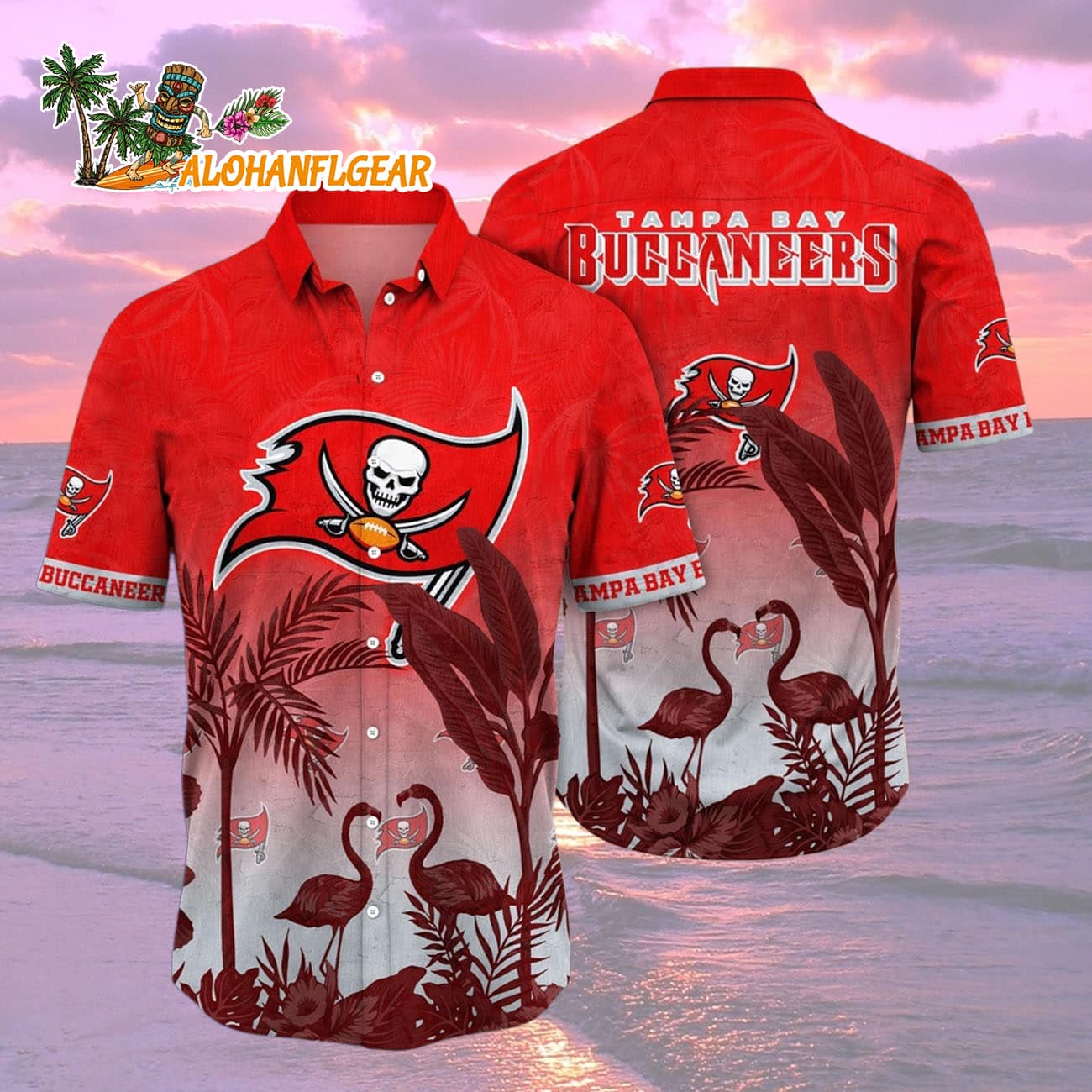 Tampa Bay Buccaneers Flamingo And Flower Funny Hawaiian Shirt, Tampa Bay Buccaneers Aloha Shirt Tampa Bay Buccaneers Flamingo And Flower Funny Hawaiian Shirt, Tampa Bay Buccaneers Aloha Shirt