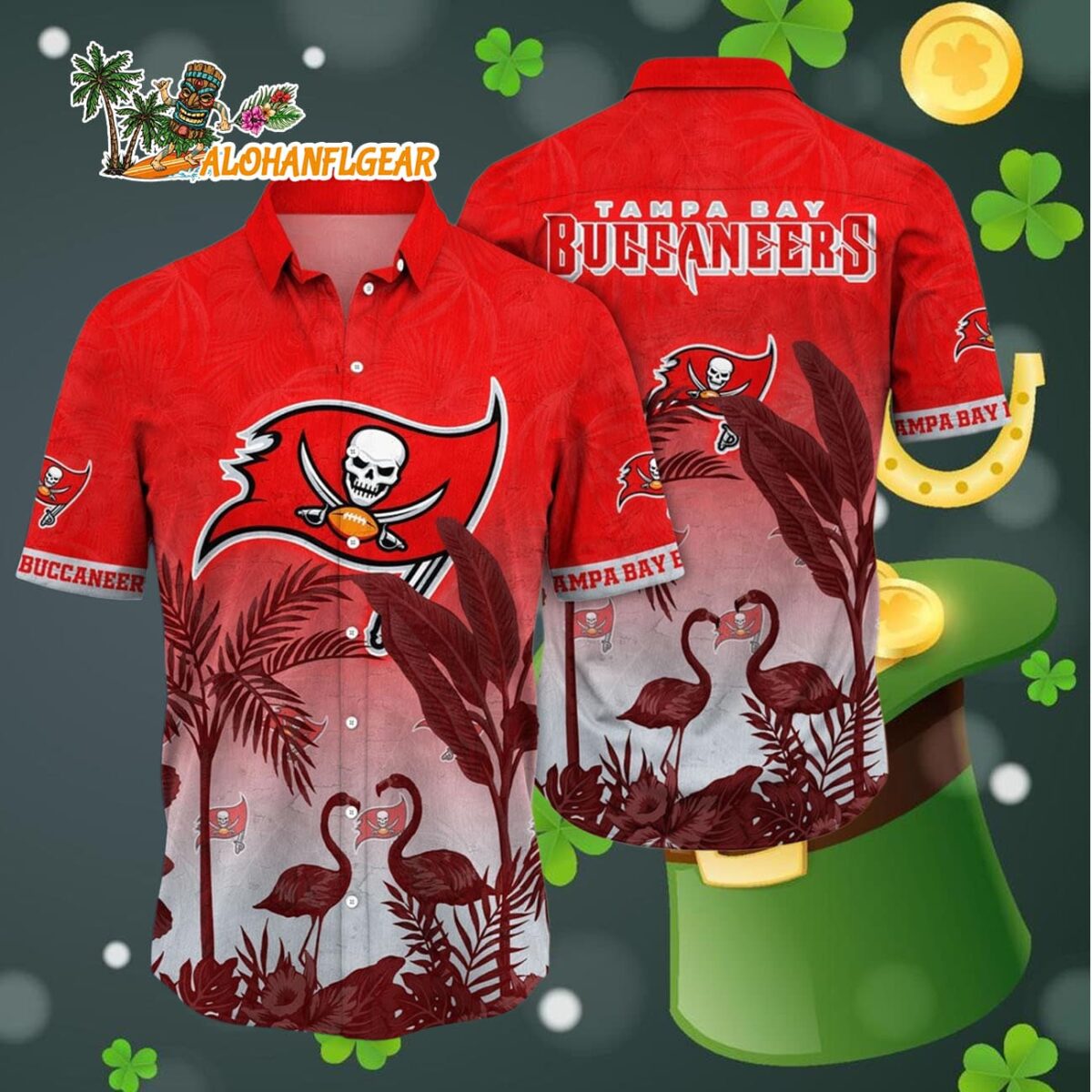 Tampa Bay Buccaneers Flamingo And Flower Funny Hawaiian Shirt Tampa Bay Buccaneers Aloha Shirt 4