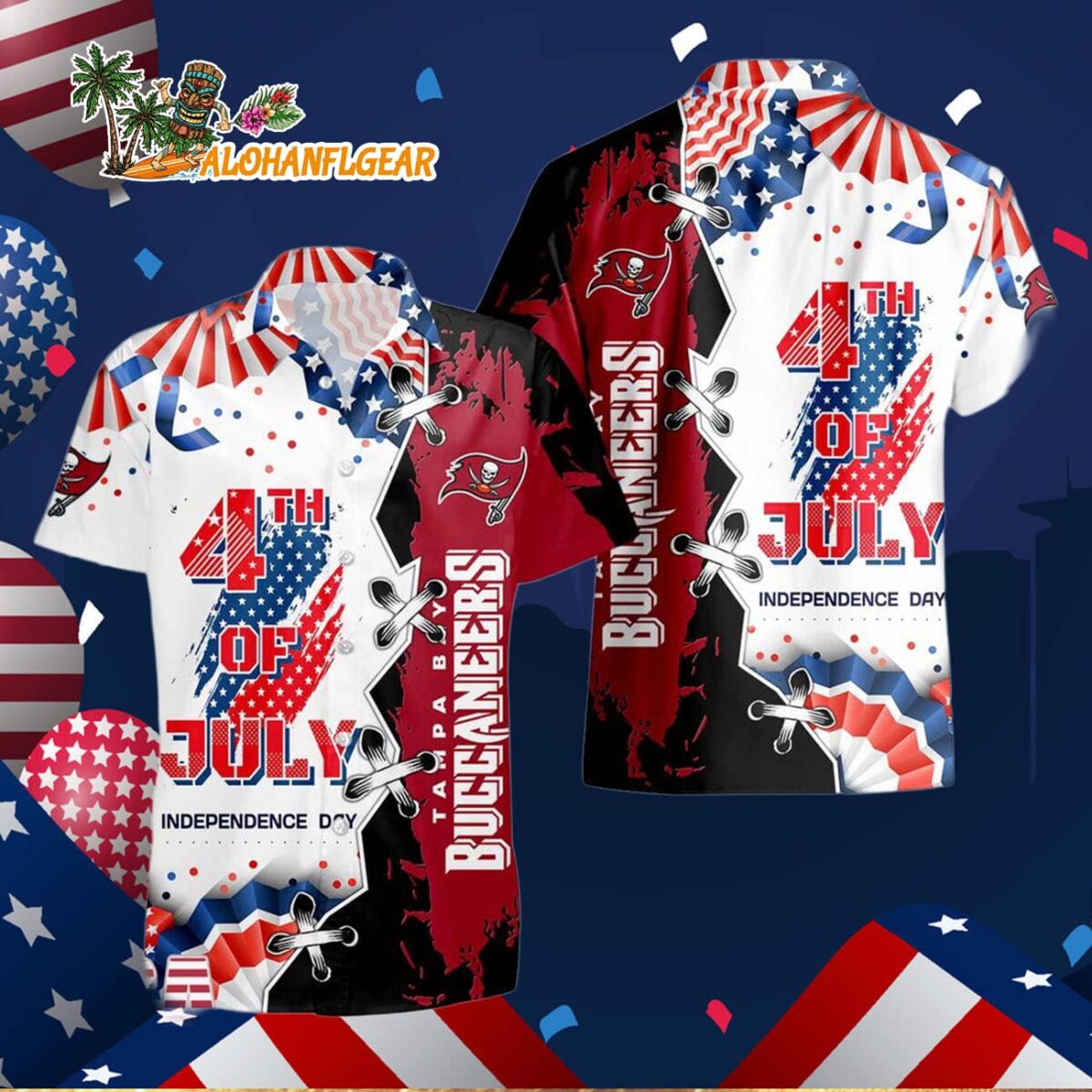 Tampa Bay Buccaneers Happy Independence Day Resurgence Hawaiian Shirt NFL Aloha Shirt 3