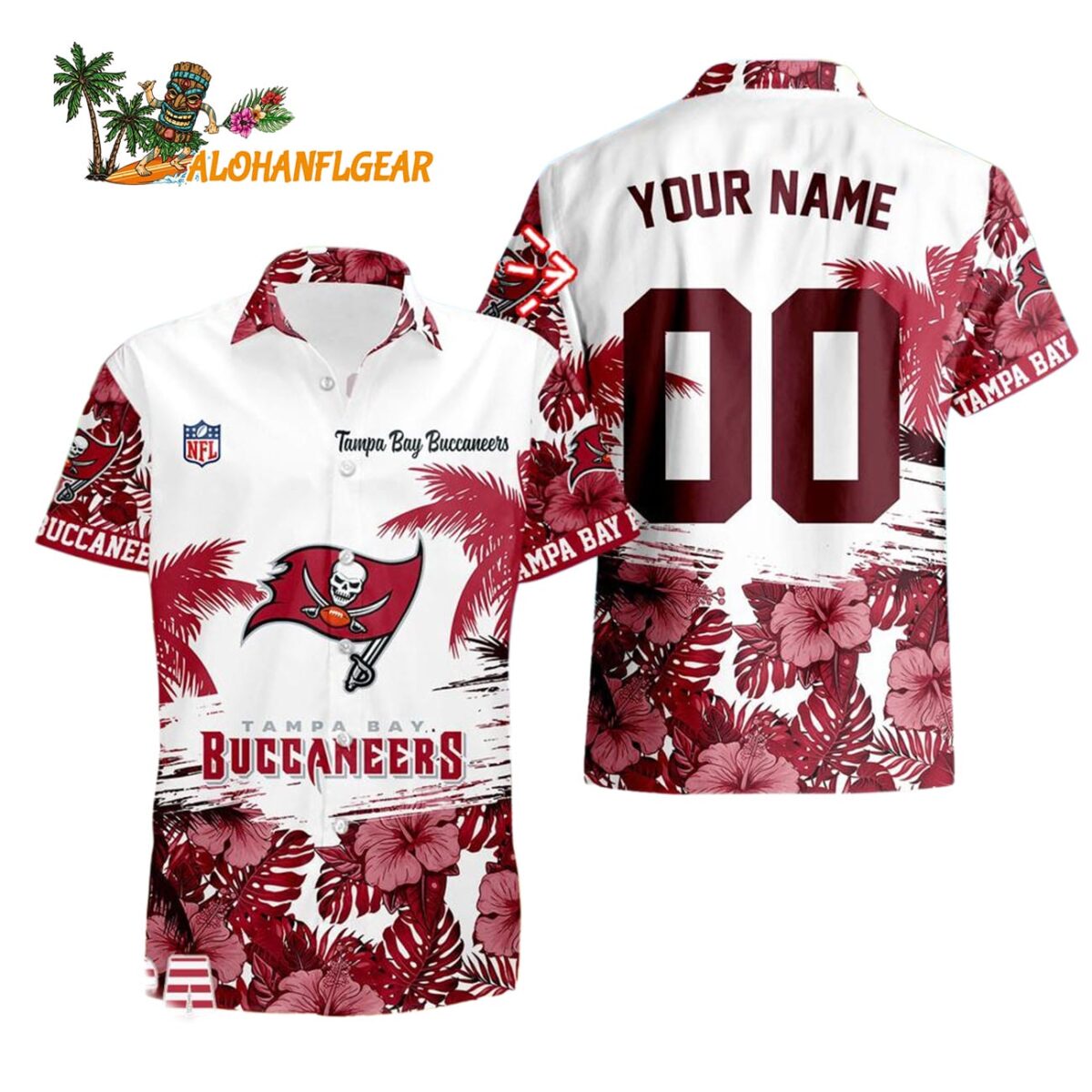 Tampa Bay Buccaneers Hibiscus Flower Custom Name Hawaiian Shirt NFL Aloha Shirt 1