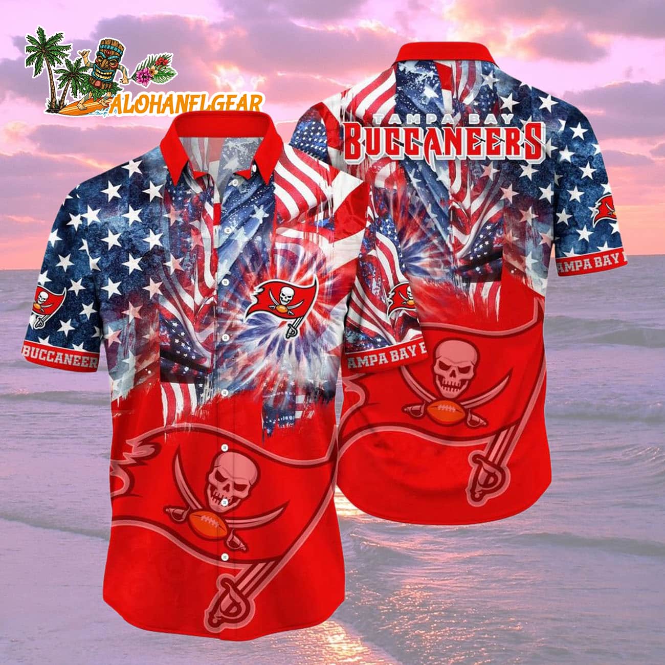 Tampa Bay Buccaneers Independence Day Hawaiian Shirt, NFL Aloha Shirt Tampa Bay Buccaneers Independence Day Hawaiian Shirt, NFL Aloha Shirt