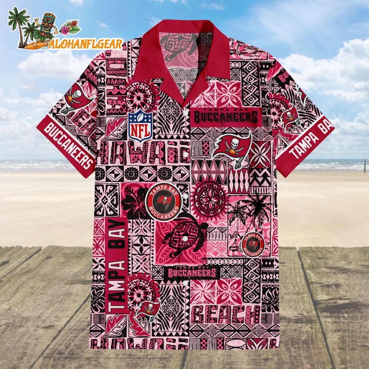 Tampa Bay Buccaneers Tapa Patterns Hawaiian Shirt NFL Aloha Shirt 1
