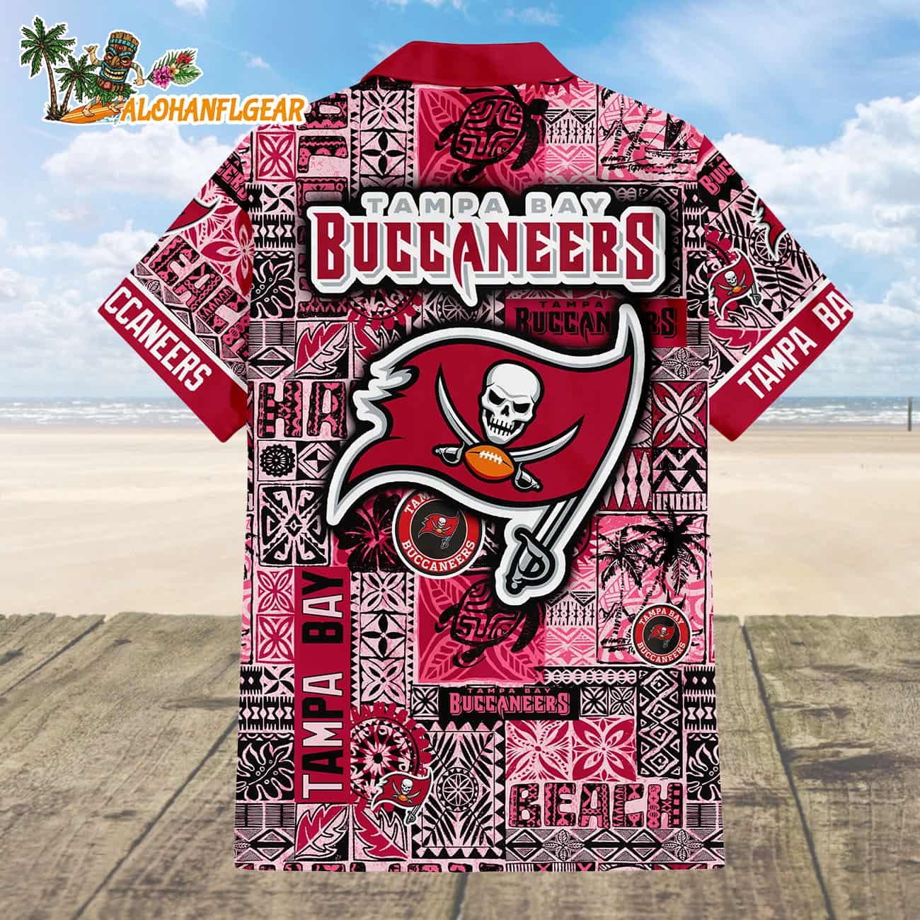 Tampa Bay Buccaneers Tapa Patterns Hawaiian Shirt, NFL Aloha Shirt Tampa Bay Buccaneers Tapa Patterns Hawaiian Shirt, NFL Aloha Shirt
