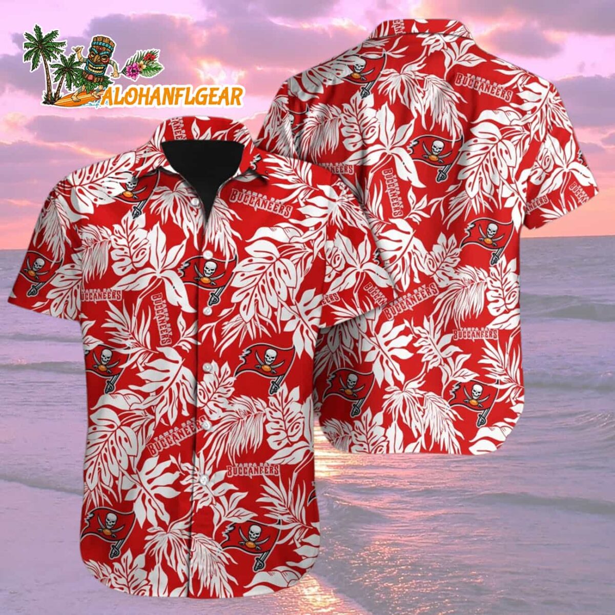 Tampa Bay Buccaneers Tropical Leafs Designs Hawaiian Shirt, Tampa Bay Buccaneers Aloha Shirt 1 Tampa Bay Buccaneers Tropical Leafs Designs Hawaiian Shirt Tampa Bay Buccaneers Aloha Shirt 2