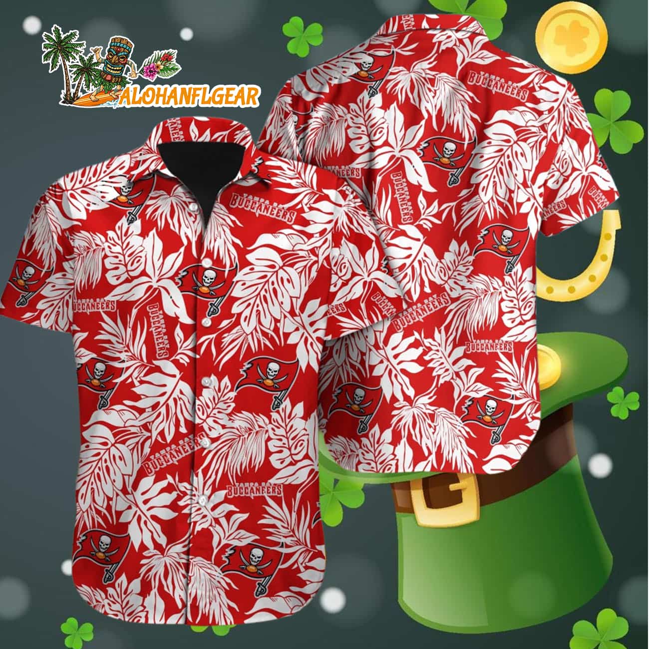 Tampa Bay Buccaneers Tropical Leafs Designs Hawaiian Shirt, Tampa Bay Buccaneers Aloha Shirt Tampa Bay Buccaneers Tropical Leafs Designs Hawaiian Shirt, Tampa Bay Buccaneers Aloha Shirt