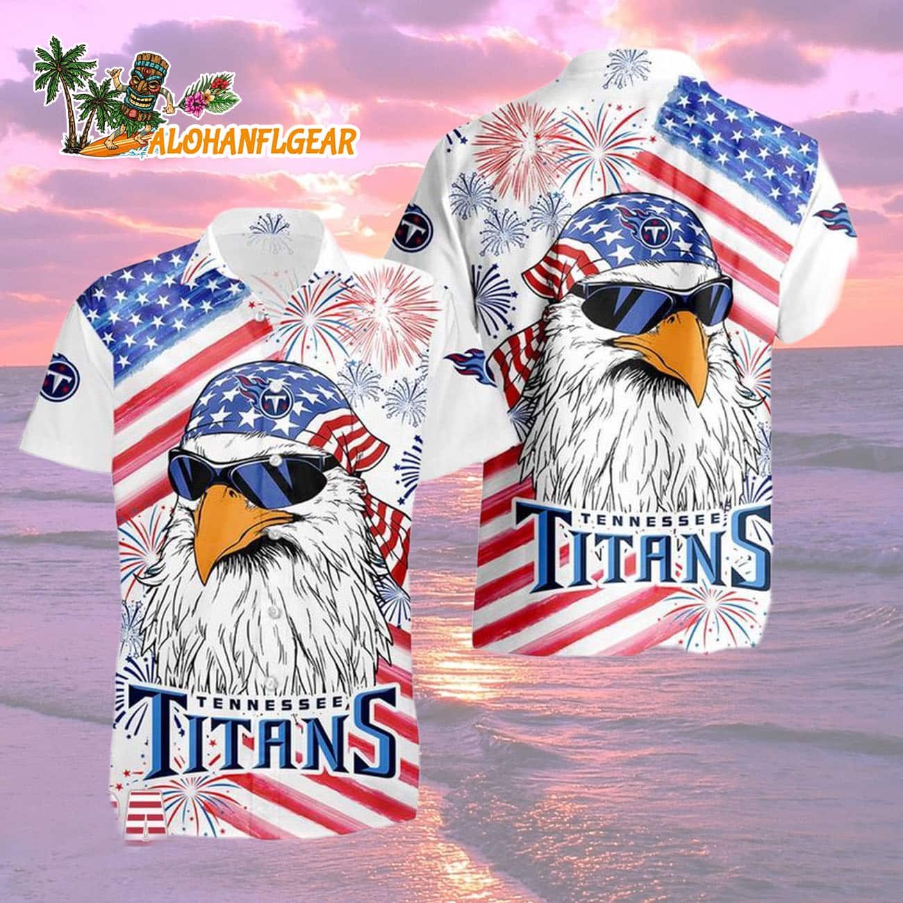 Tennessee Titans American Eagle Emblem Hawaiian Shirt Tennessee Titans American Eagle Emblem Hawaiian Shirt
