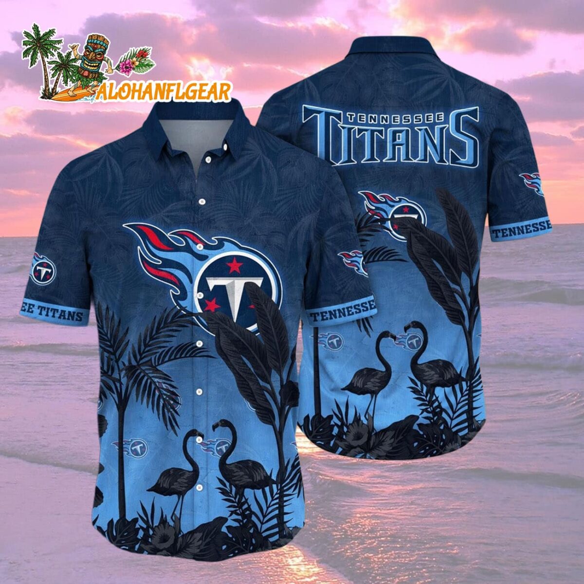 Tennessee Titans Flamingo And Flower Funny Hawaiian Shirt Tennessee Titans Aloha Shirt 2