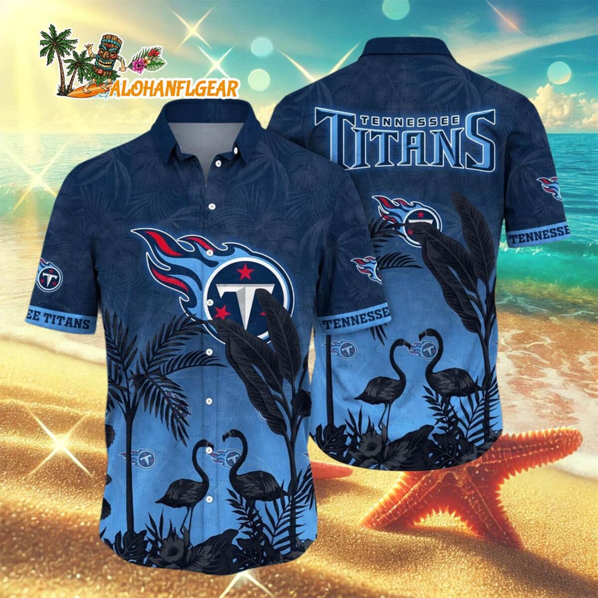 Tennessee Titans Flamingo And Flower Funny Hawaiian Shirt Tennessee Titans Aloha Shirt 3