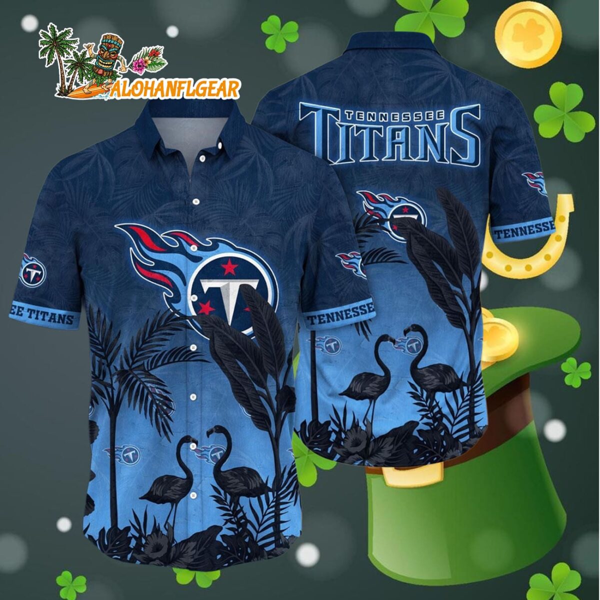 Tennessee Titans Flamingo And Flower Funny Hawaiian Shirt Tennessee Titans Aloha Shirt 4