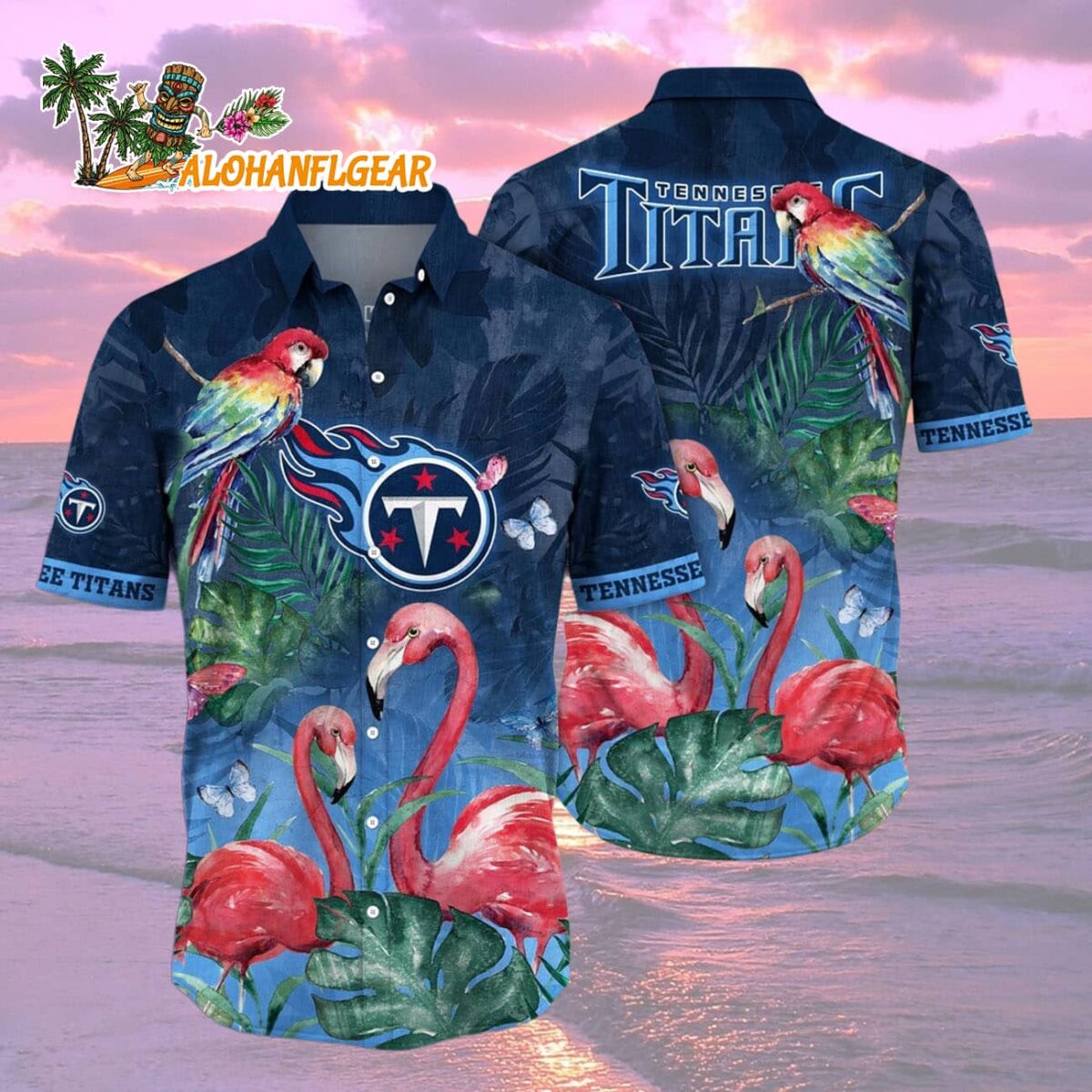 Tennessee Titans Flamingo And Flower Hawaiian Shirt Tennessee Titans Aloha Shirt 2