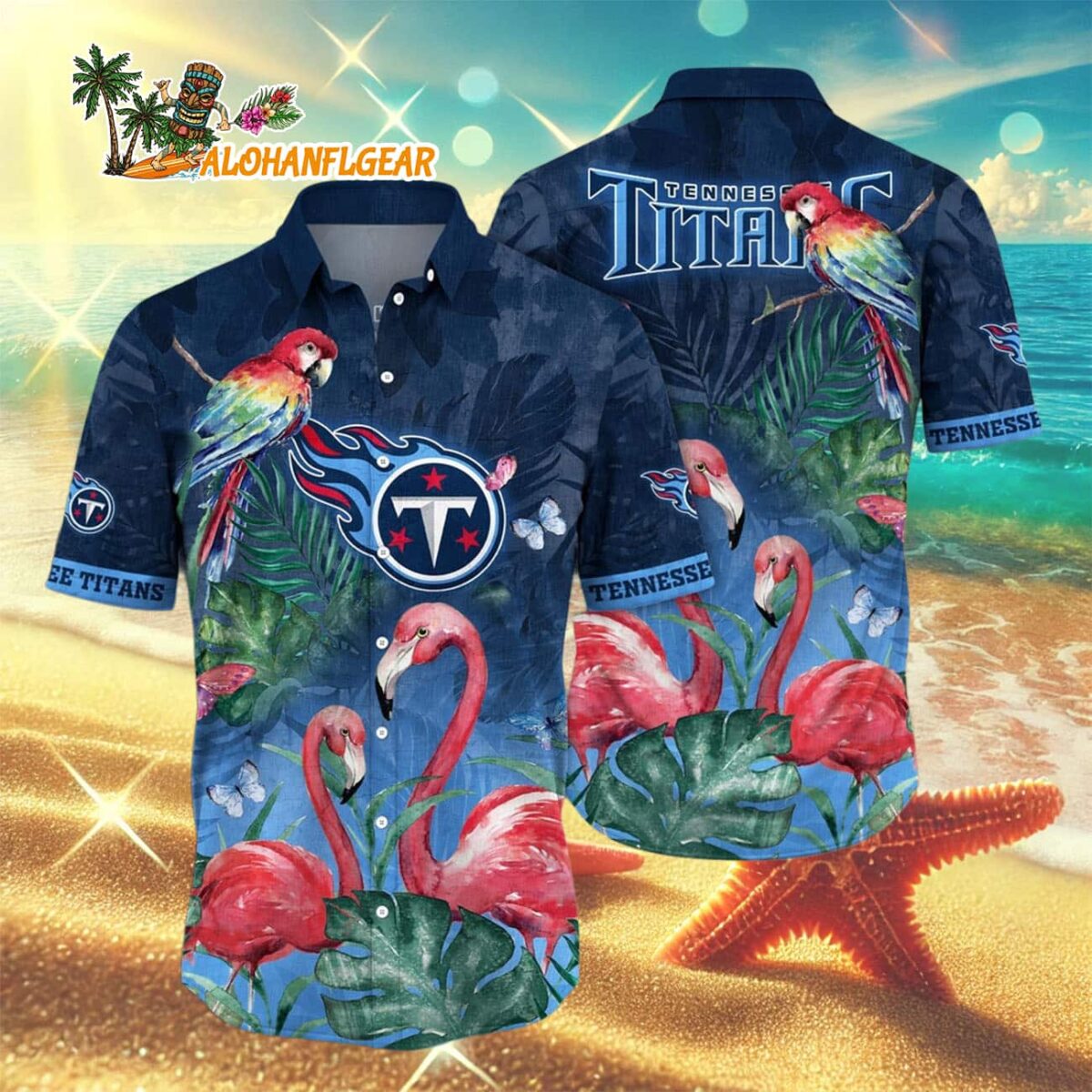 Tennessee Titans Flamingo And Flower Hawaiian Shirt Tennessee Titans Aloha Shirt 3