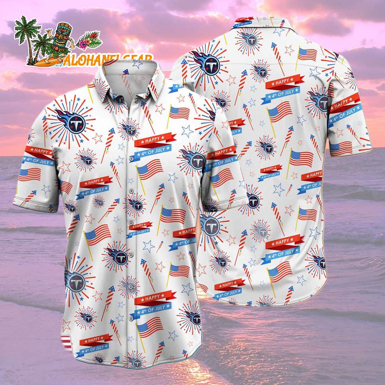 Tennessee Titans Happy 4th Of July Hawaiian Shirt, NFL Aloha Shirt Tennessee Titans Happy 4th Of July Hawaiian Shirt, NFL Aloha Shirt