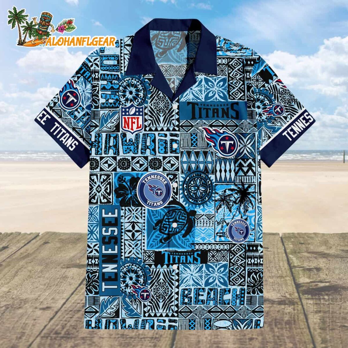 Tennessee Titans Tapa Patterns Hawaiian Shirt NFL Aloha Shirt 1