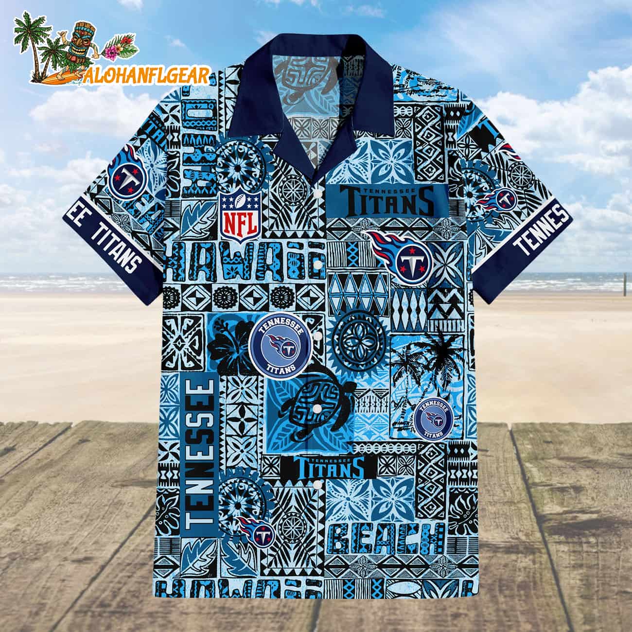 Tennessee Titans Tapa Patterns Hawaiian Shirt, NFL Aloha Shirt Tennessee Titans Tapa Patterns Hawaiian Shirt, NFL Aloha Shirt