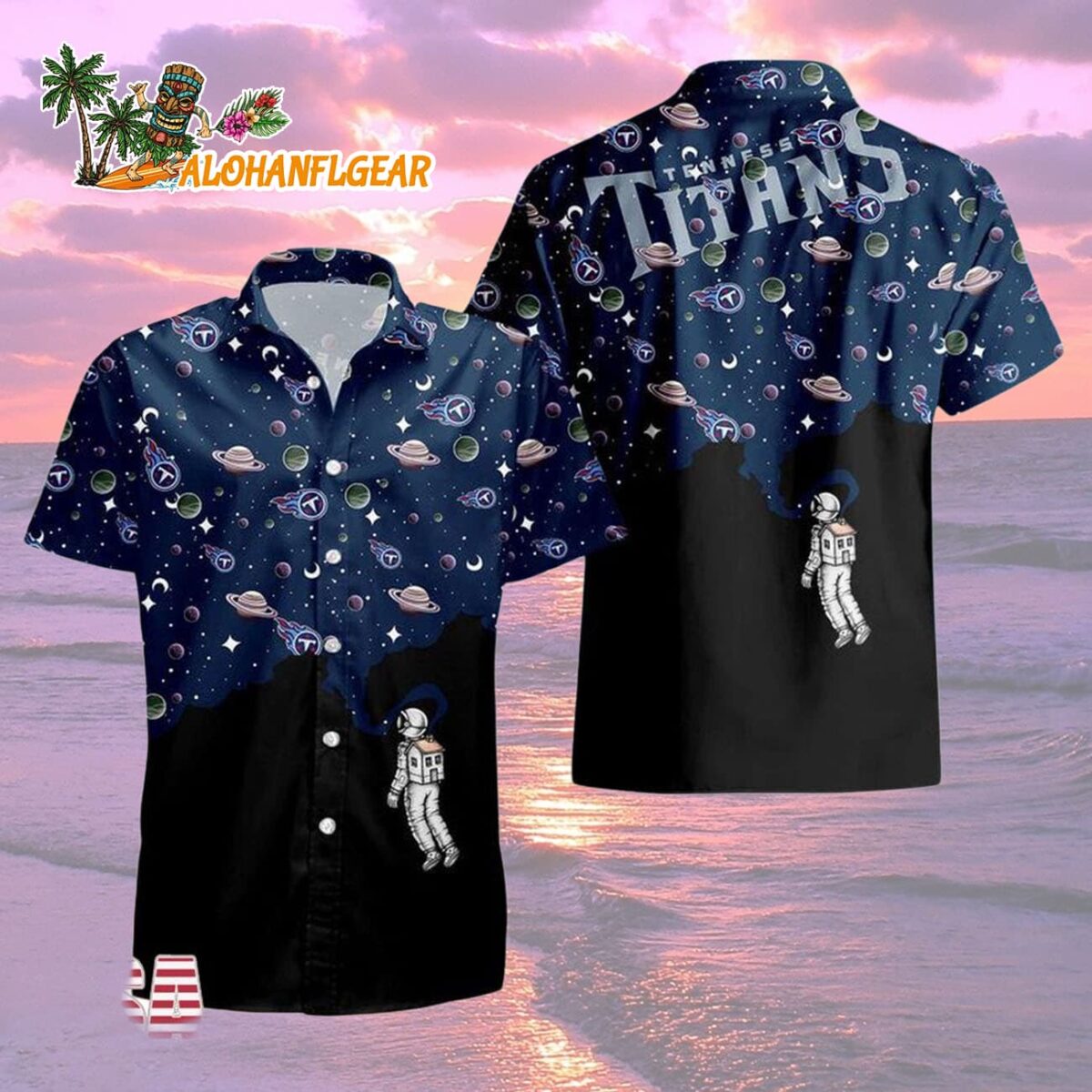 Tennessee Titans Universal Astronaut Pattern Hawaiian Shirt Tennessee Titans Aloha Shirt 2
