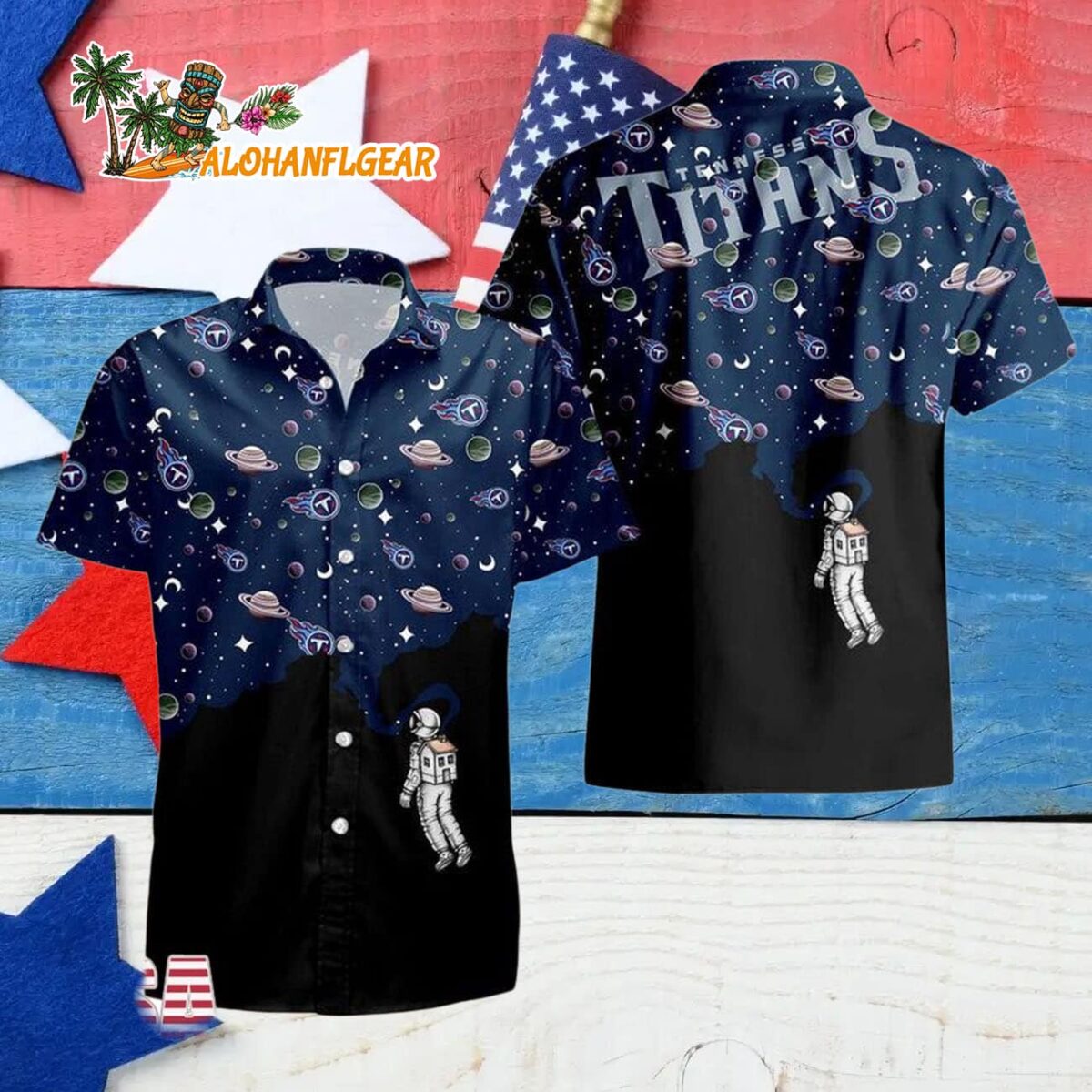 Tennessee Titans Universal Astronaut Pattern Hawaiian Shirt Tennessee Titans Aloha Shirt 4