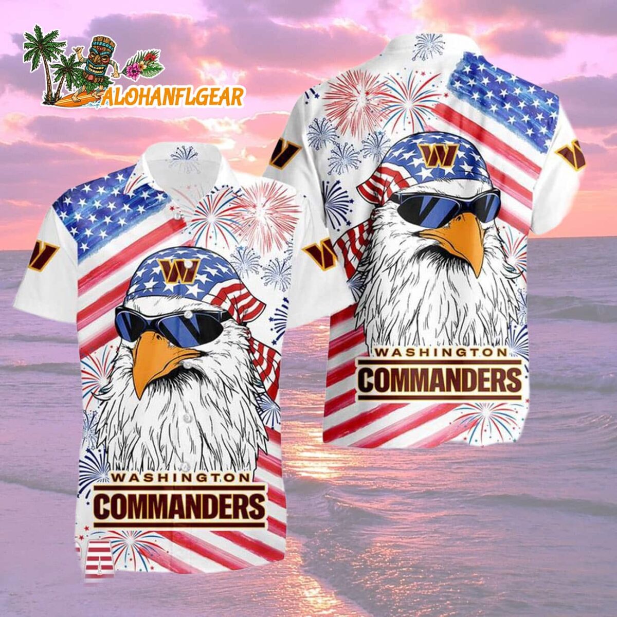 Washington Commanders American Eagle Emblem Hawaiian Shirt Washington Commanders Aloha Shirt 2