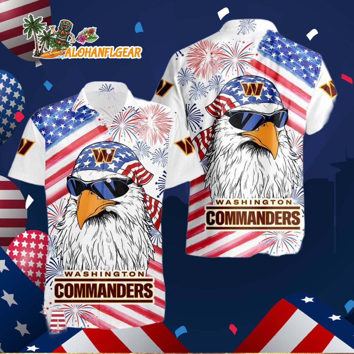 Washington Commanders American Eagle Emblem Hawaiian Shirt Washington Commanders Aloha Shirt 3