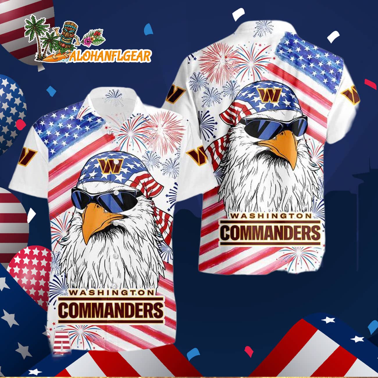 Washington Commanders American Eagle Emblem Hawaiian Shirt Washington Commanders American Eagle Emblem Hawaiian Shirt