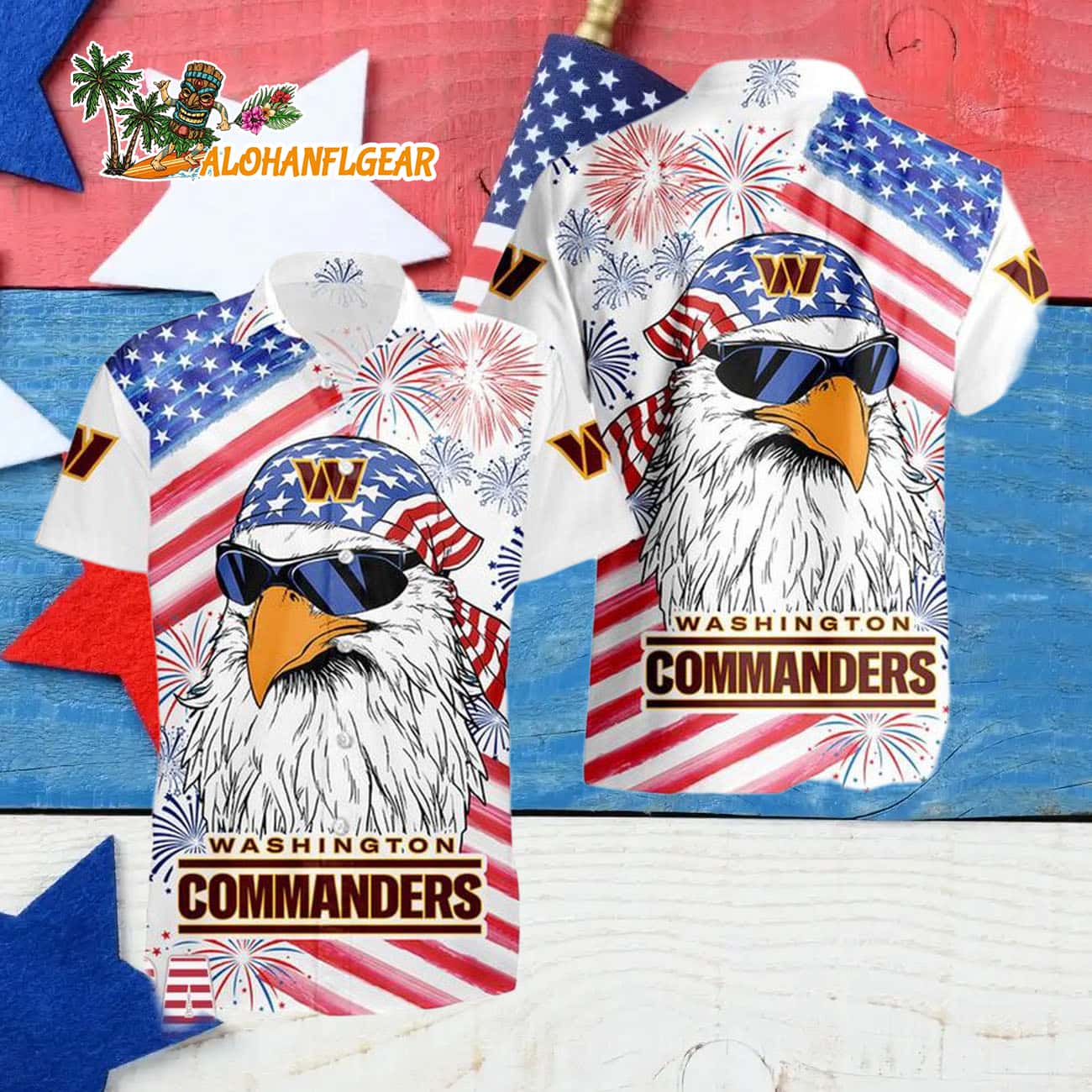 Washington Commanders American Eagle Emblem Hawaiian Shirt Washington Commanders American Eagle Emblem Hawaiian Shirt