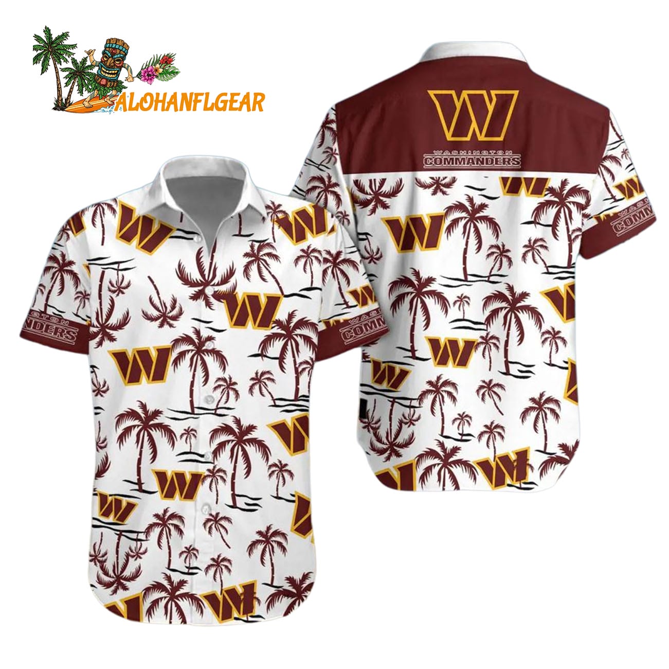 Washington Commanders Coconut Logo Beach Hawaiian Shirt, NFL Aloha Shirt Washington Commanders Coconut Logo Beach Hawaiian Shirt, NFL Aloha Shirt