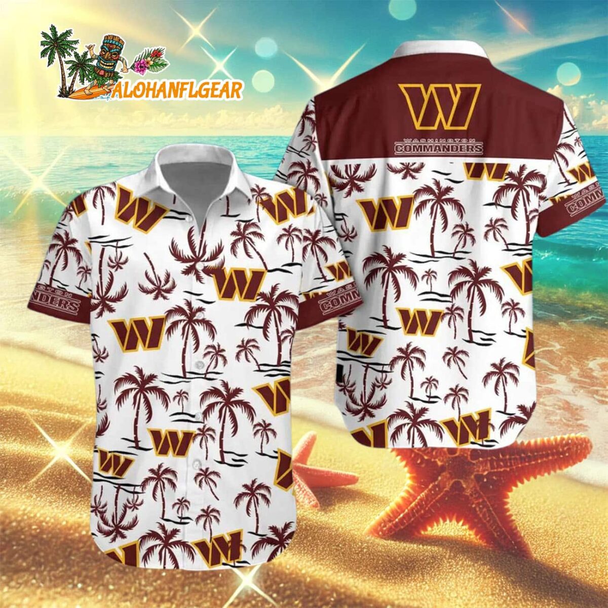 Washington Commanders Coconut Logo Beach Hawaiian Shirt, NFL Aloha Shirt 2 Washington Commanders Coconut Logo Beach Hawaiian Shirt NFL Aloha Shirt 3