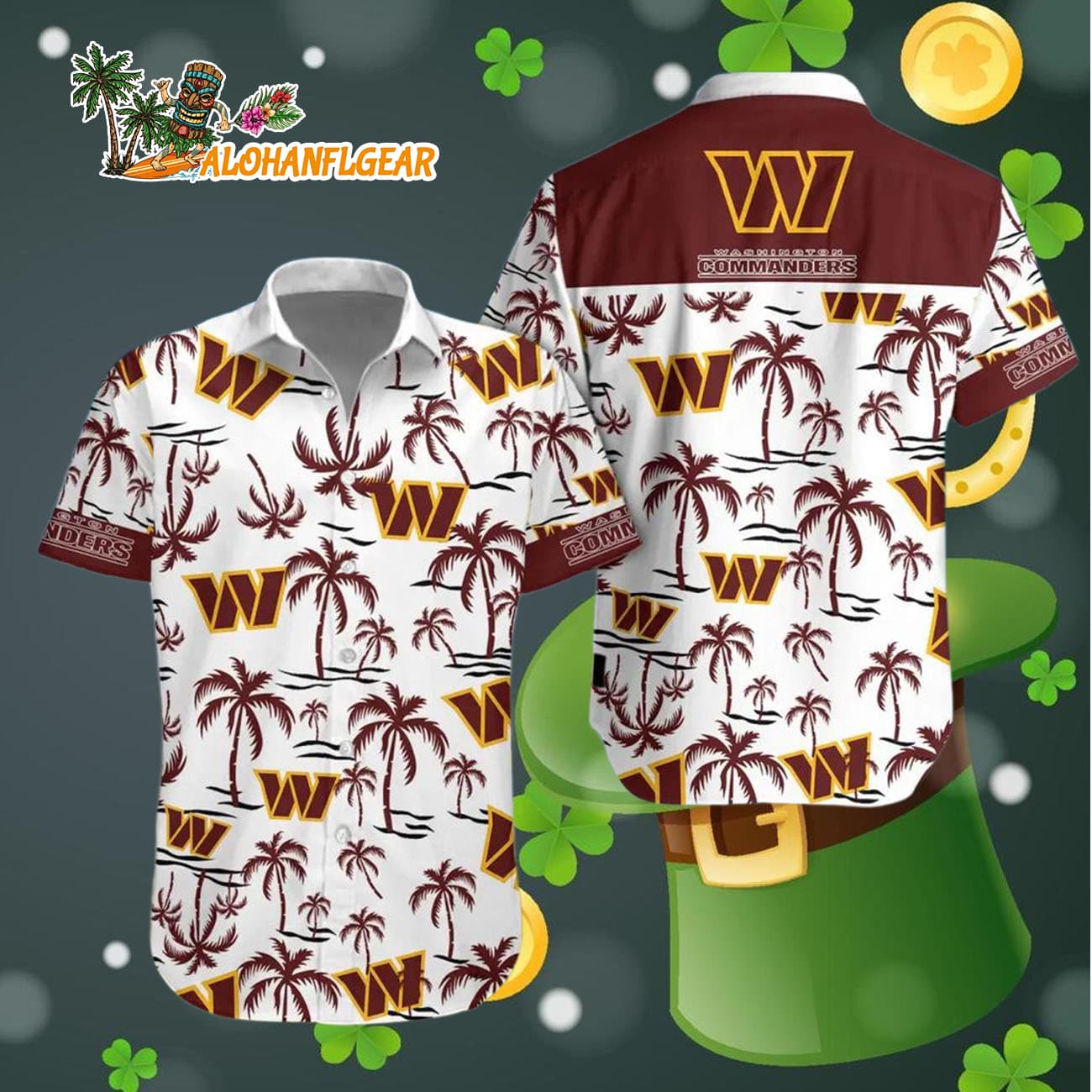 Washington Commanders Coconut Logo Beach Hawaiian Shirt, NFL Aloha Shirt Washington Commanders Coconut Logo Beach Hawaiian Shirt, NFL Aloha Shirt