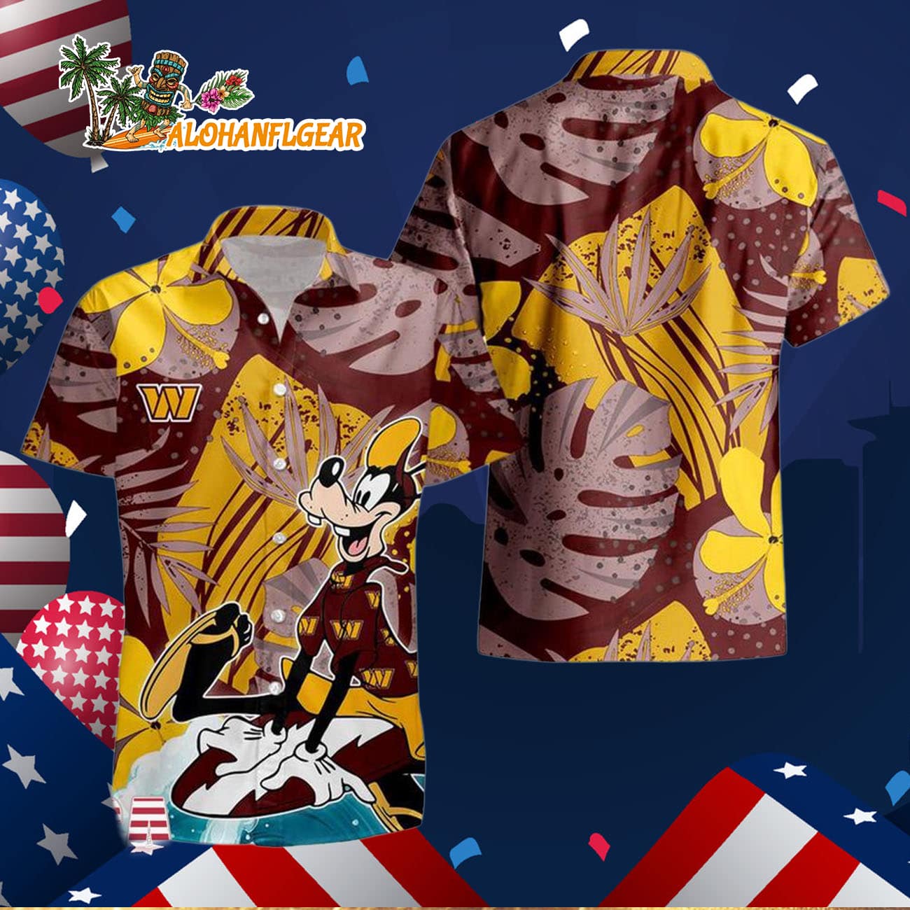 Washington Commanders Goofy Disney Limited Edition Hawaiian Shirt, Washington Commanders Aloha Shirt Washington Commanders Goofy Disney Limited Edition Hawaiian Shirt, Washington Commanders Aloha Shirt