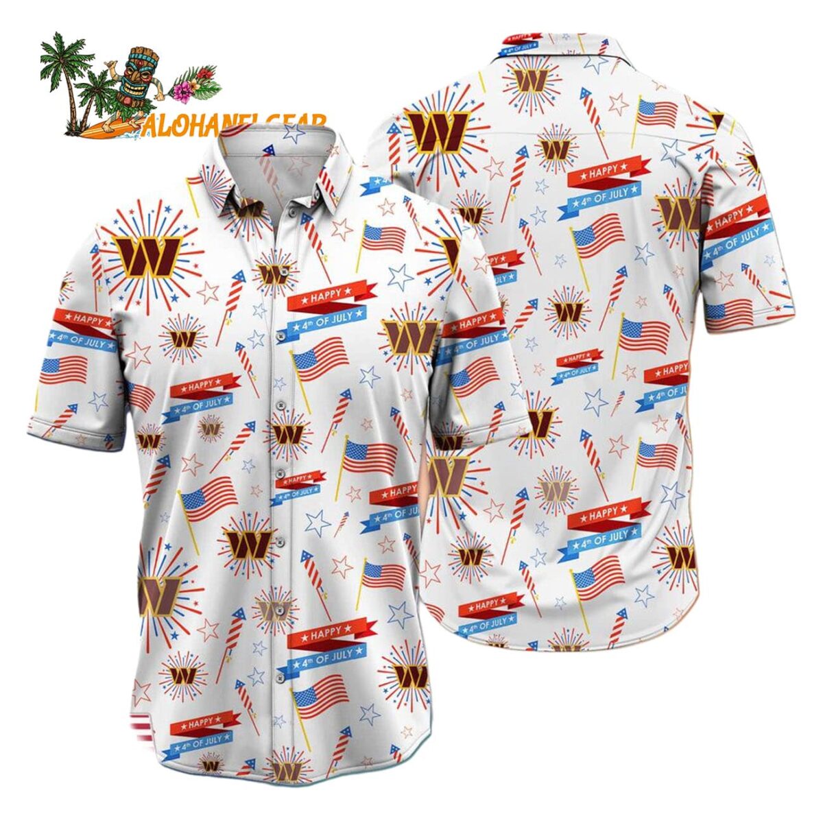 Washington Commanders Happy 4th Of July Hawaiian Shirt NFL Aloha Shirt 1