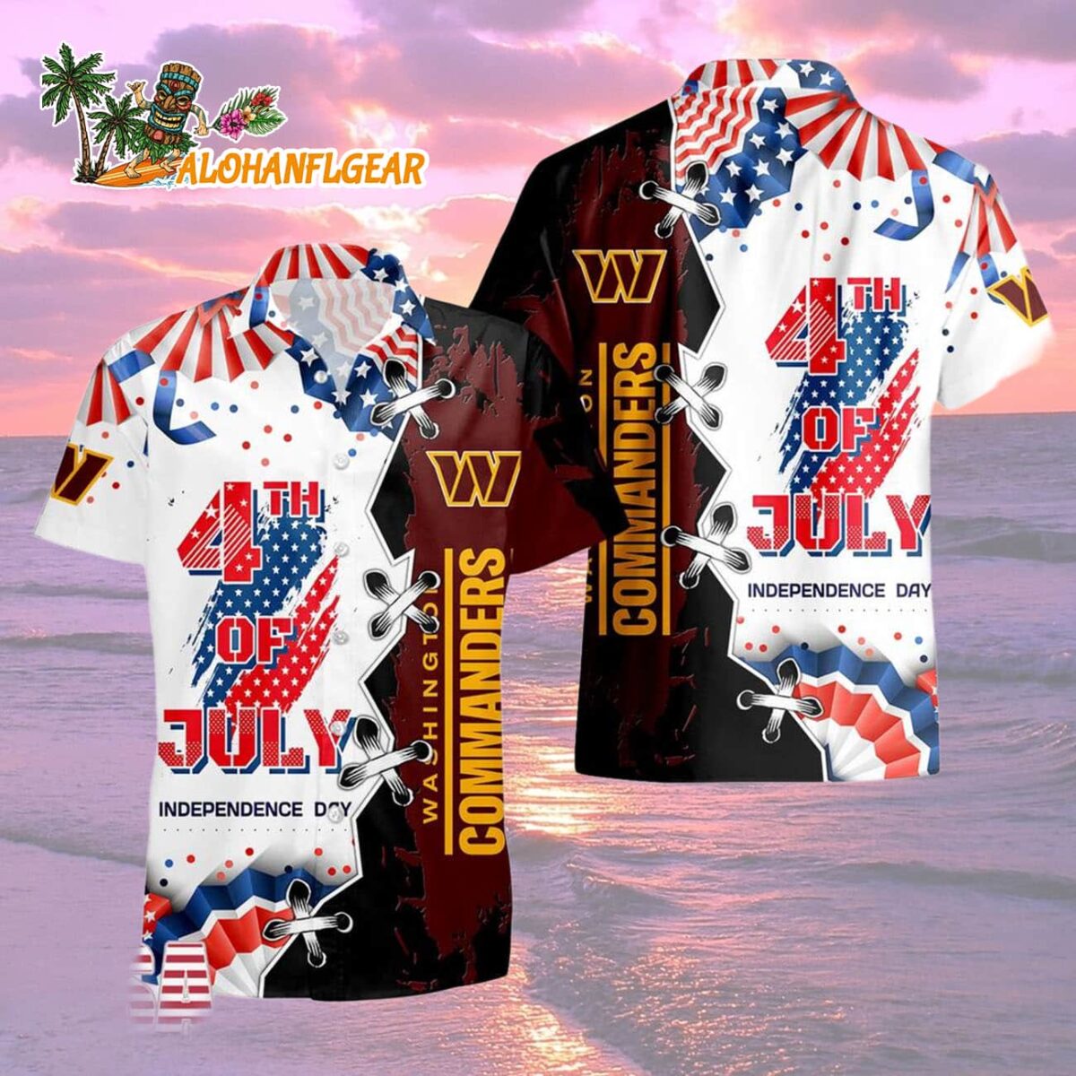 Washington Commanders Happy Independence Day Resurgence Hawaiian Shirt NFL Aloha Shirt 2