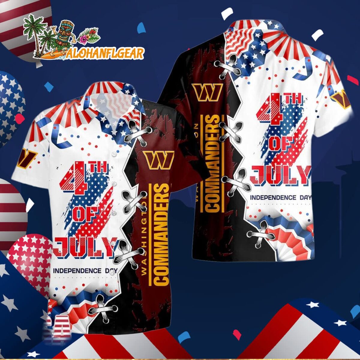Washington Commanders Happy Independence Day Resurgence Hawaiian Shirt NFL Aloha Shirt 3
