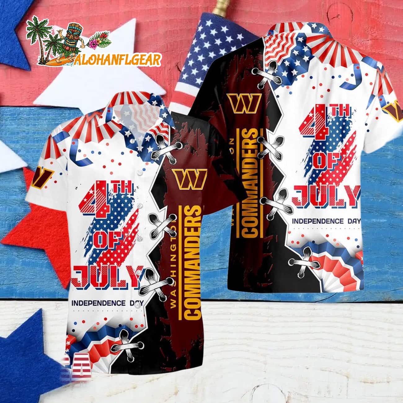 Washington Commanders Happy Independence Day Resurgence Hawaiian Shirt, NFL Aloha Shirt Washington Commanders Happy Independence Day Resurgence Hawaiian Shirt, NFL Aloha Shirt