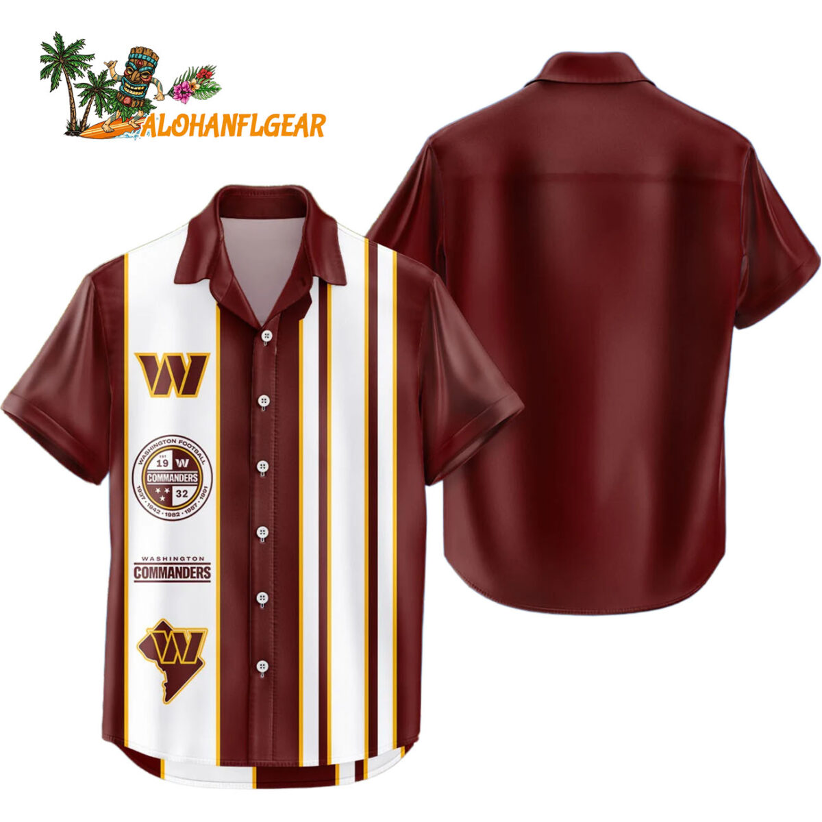 Washington Commanders Hawaiian Shirt Classic Color Contrast 1