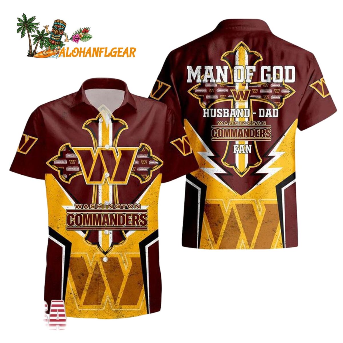 Washington Commanders Man Of God Gift For Fathers Day Hawaiian Shirt Washington Commanders Aloha Shirt 1