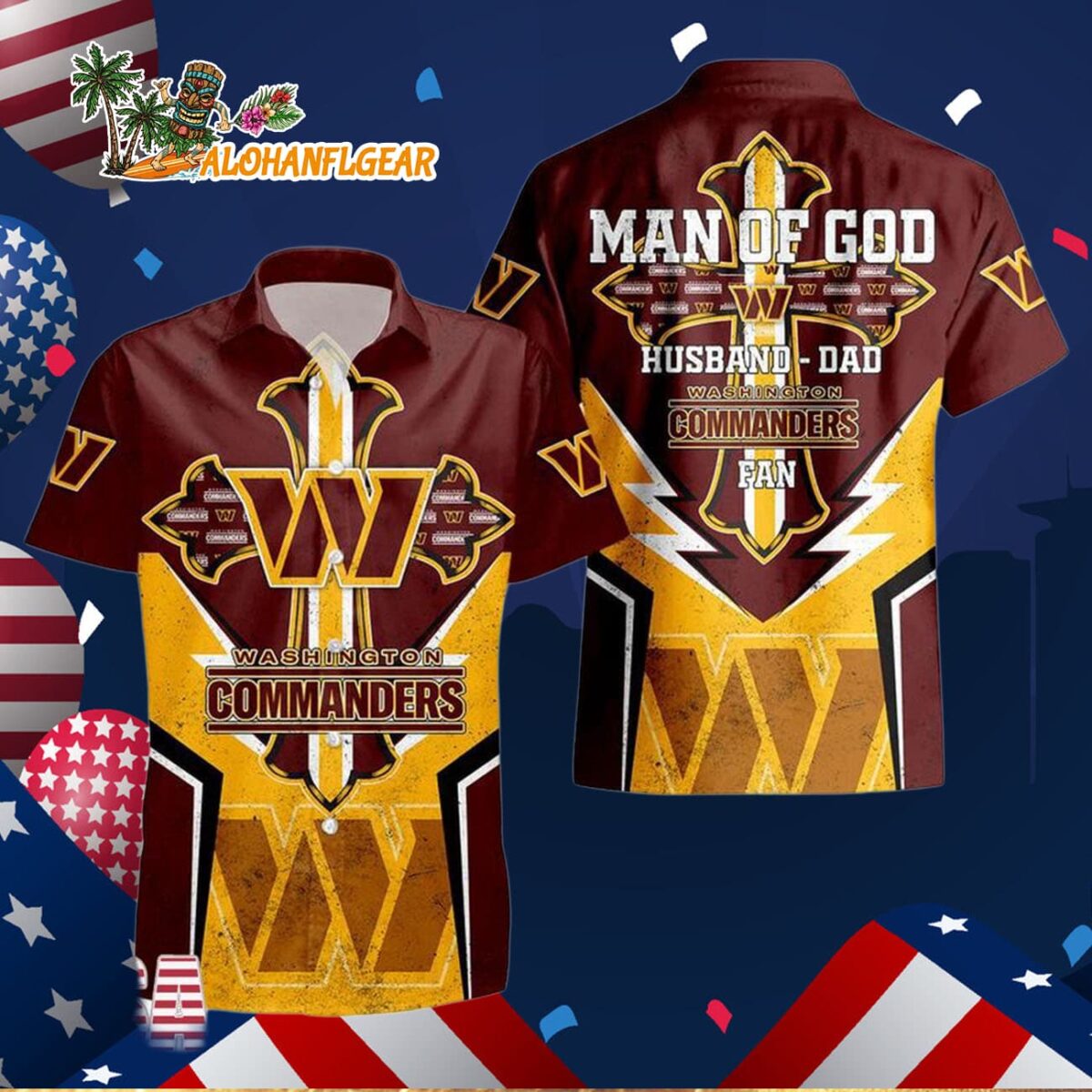 Washington Commanders Man Of God Gift For Fathers Day Hawaiian Shirt Washington Commanders Aloha Shirt 3