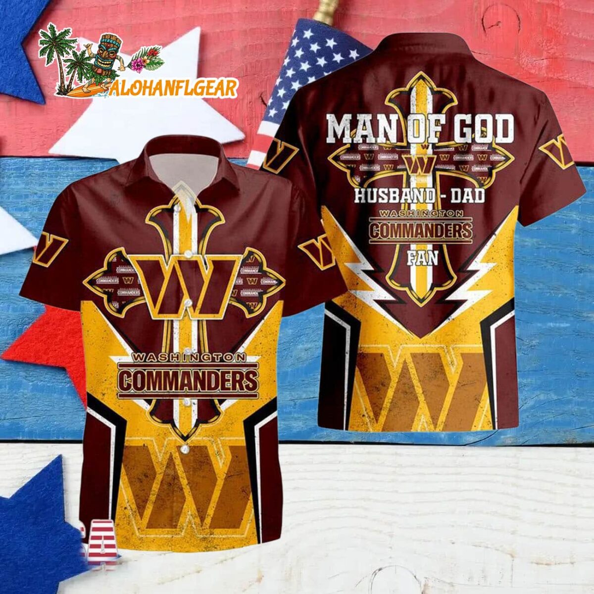 Washington Commanders Man Of God Gift For Fathers Day Hawaiian Shirt Washington Commanders Aloha Shirt 4