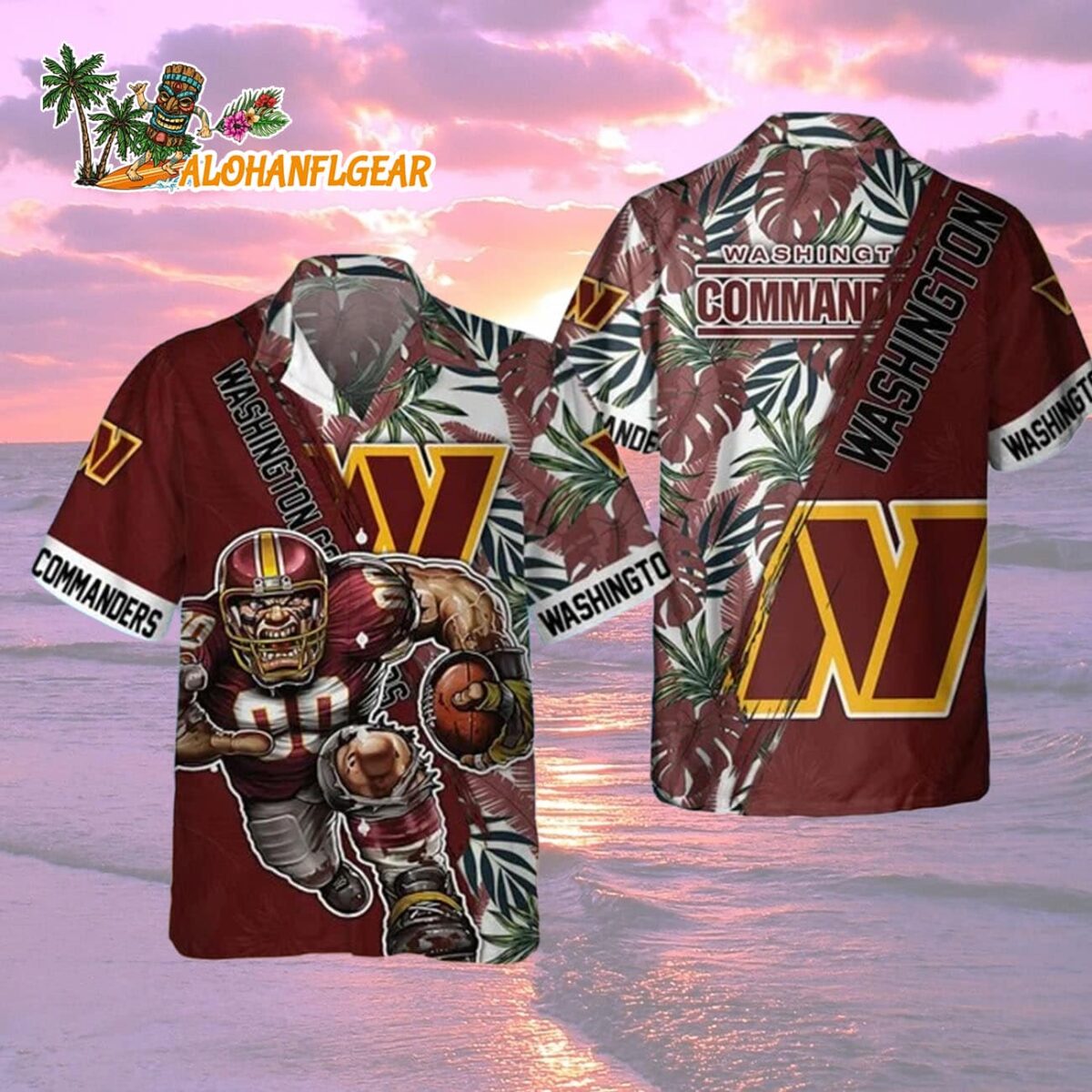 Washington Commanders Mascot Summer Hawaiian Shirt, Washington Commanders Aloha Shirt 1 Washington Commanders Mascot Summer Hawaiian Shirt Washington Commanders Aloha Shirt 2