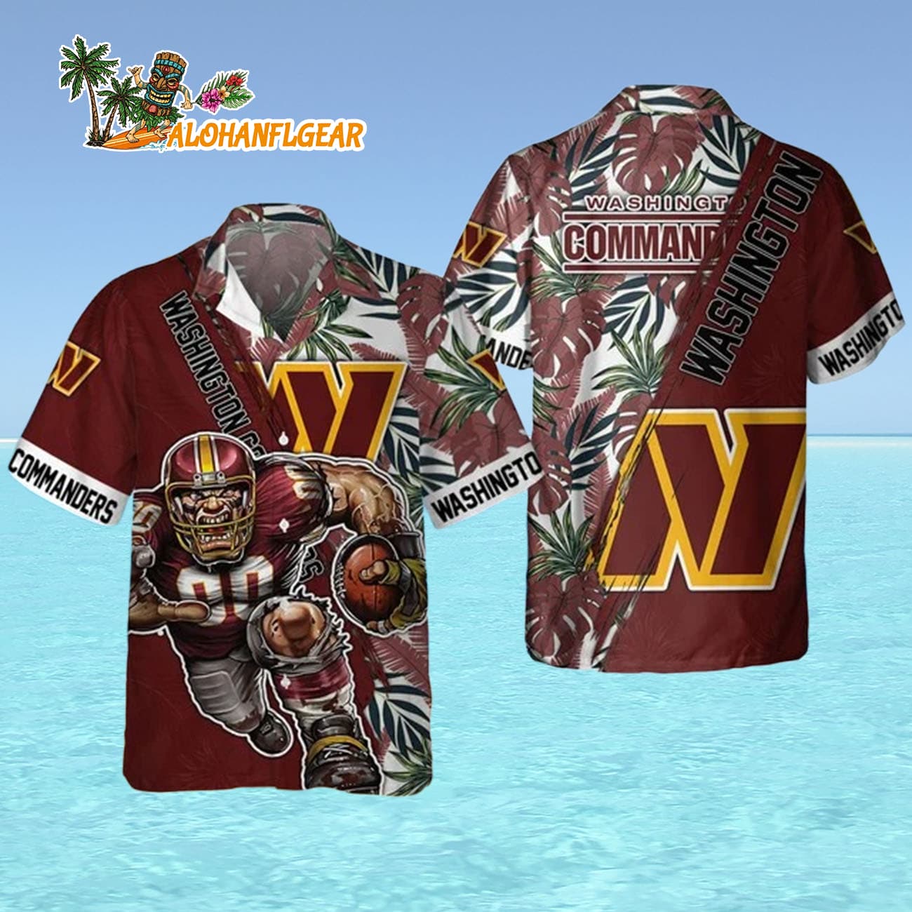 Washington Commanders Mascot Summer Hawaiian Shirt, Washington Commanders Aloha Shirt Washington Commanders Mascot Summer Hawaiian Shirt, Washington Commanders Aloha Shirt
