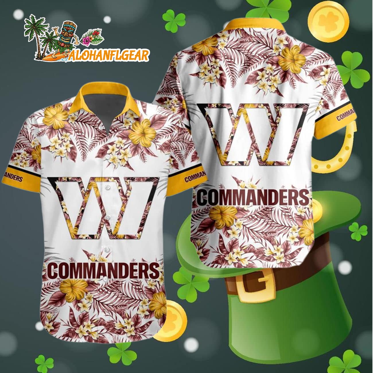 Washington Commanders Special Floral Tropical Team Spirit Hawaiian Shirt, Washington Redskins Aloha Shirt Washington Commanders Special Floral Tropical Team Spirit Hawaiian Shirt, Washington Redskins Aloha Shirt