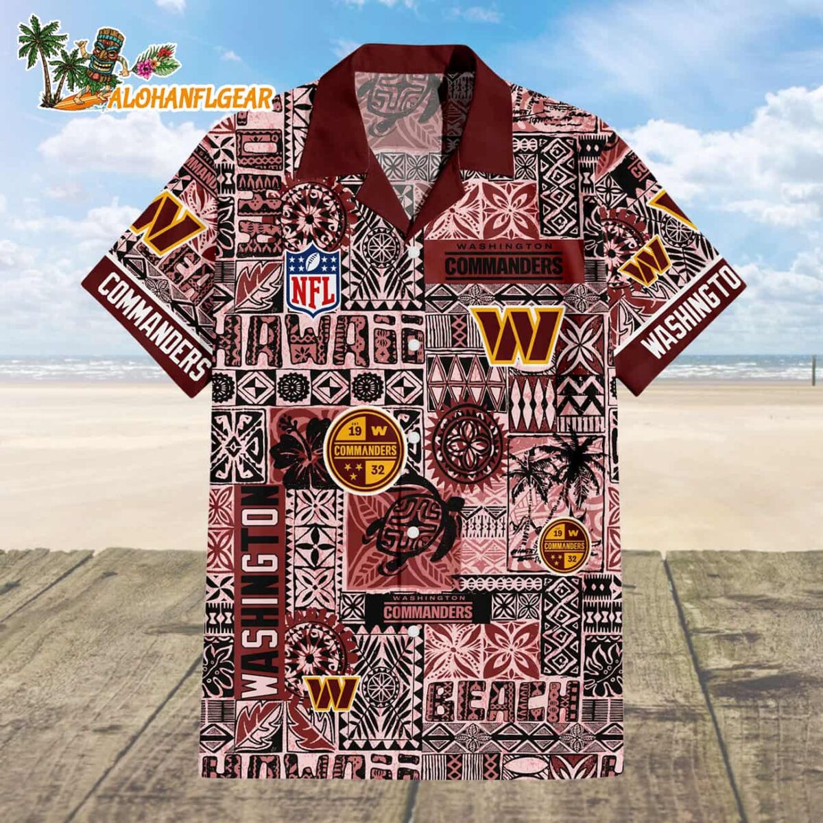 Washington Commanders Tapa Patterns Hawaiian Shirt NFL Aloha Shirt 1