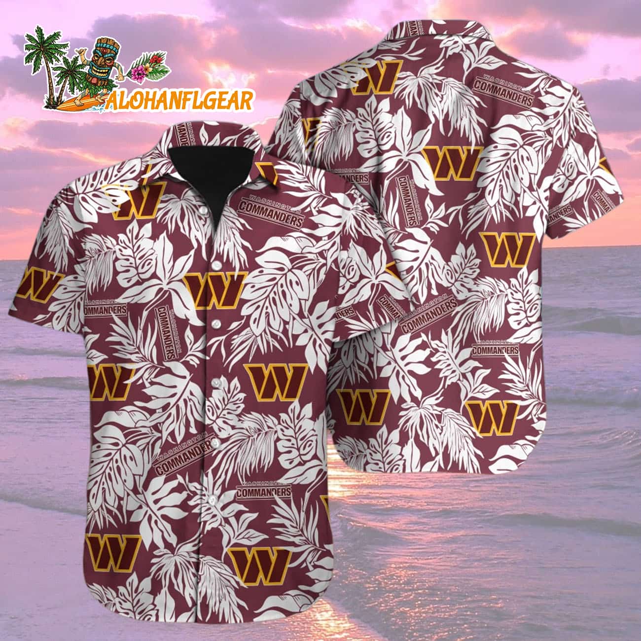 Washington Commanders Tropical Leafs Designs Hawaiian Shirt, Washington Redskins Aloha Shirt Washington Commanders Tropical Leafs Designs Hawaiian Shirt, Washington Redskins Aloha Shirt