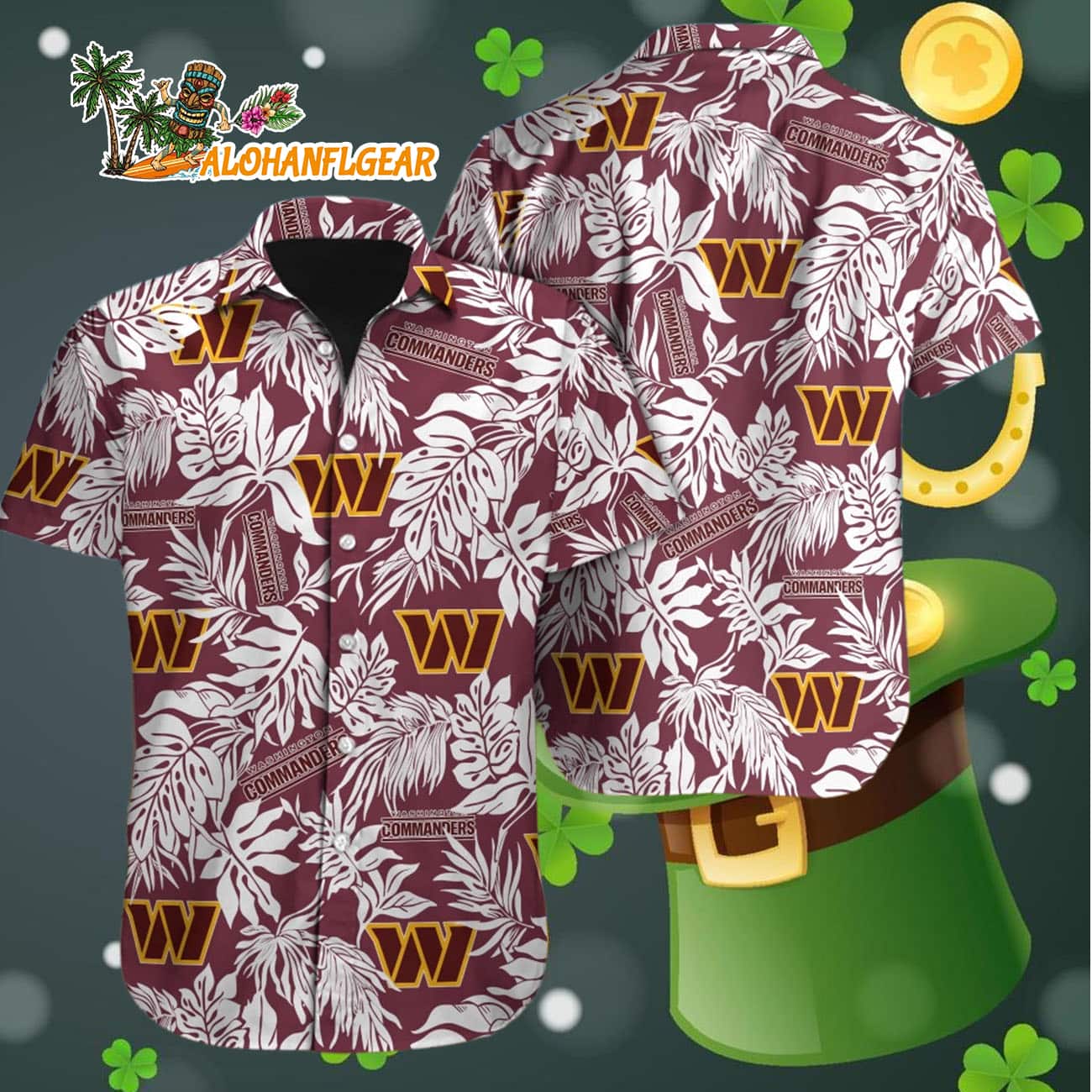 Washington Commanders Tropical Leafs Designs Hawaiian Shirt, Washington Redskins Aloha Shirt Washington Commanders Tropical Leafs Designs Hawaiian Shirt, Washington Redskins Aloha Shirt