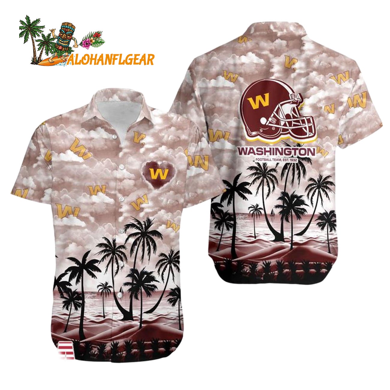 Washington Football Team Coconut Palms Limited Edition Hawaiian Shirt, Washington Commanders Aloha Shirt Washington Football Team Coconut Palms Limited Edition Hawaiian Shirt, Washington Commanders Aloha Shirt