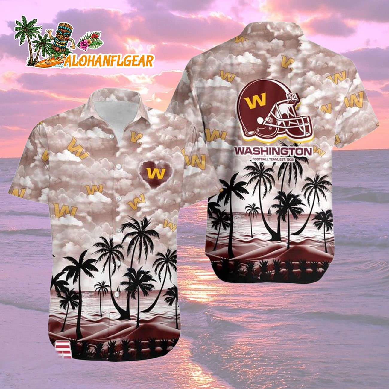 Washington Football Team Coconut Palms Limited Edition Hawaiian Shirt, Washington Commanders Aloha Shirt Washington Football Team Coconut Palms Limited Edition Hawaiian Shirt, Washington Commanders Aloha Shirt