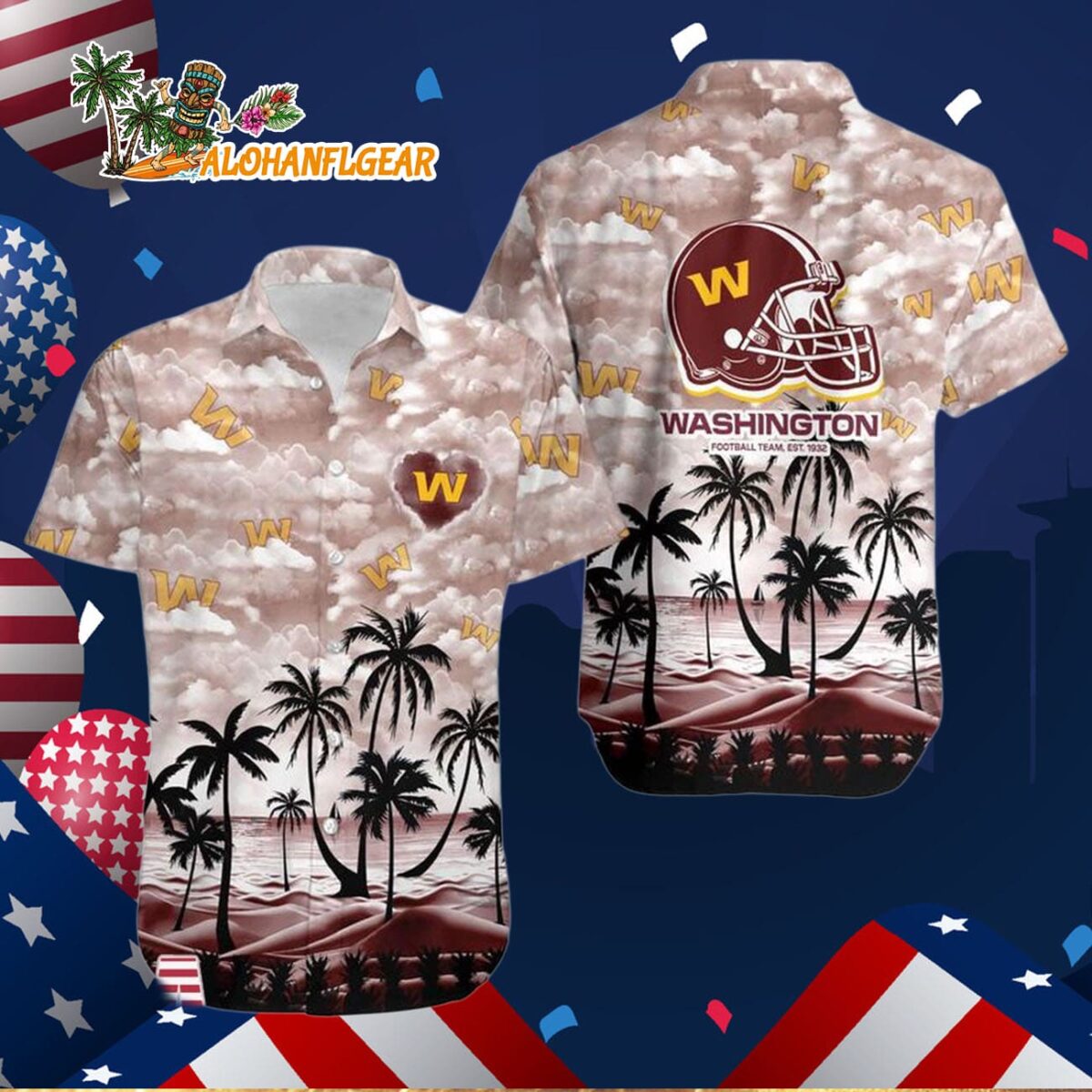 Washington Football Team Coconut Palms Limited Edition Hawaiian Shirt, Washington Commanders Aloha Shirt 2 Washington Football Team Coconut Palms Limited Edition Hawaiian Shirt Washington Commanders Aloha Shirt 3