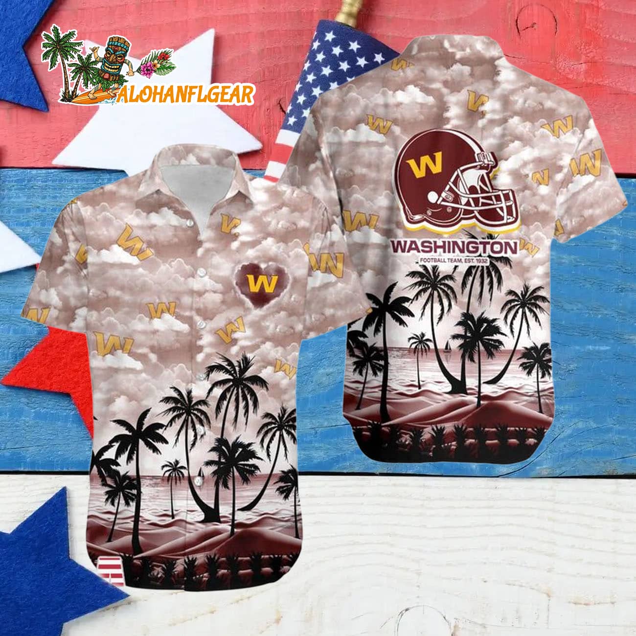 Washington Football Team Coconut Palms Limited Edition Hawaiian Shirt, Washington Commanders Aloha Shirt Washington Football Team Coconut Palms Limited Edition Hawaiian Shirt, Washington Commanders Aloha Shirt