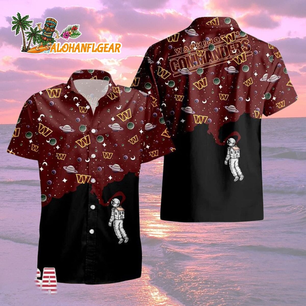 Washington Football Team Universal Astronaut Pattern Hawaiian Shirt Washington Commanders Aloha Shirt 2