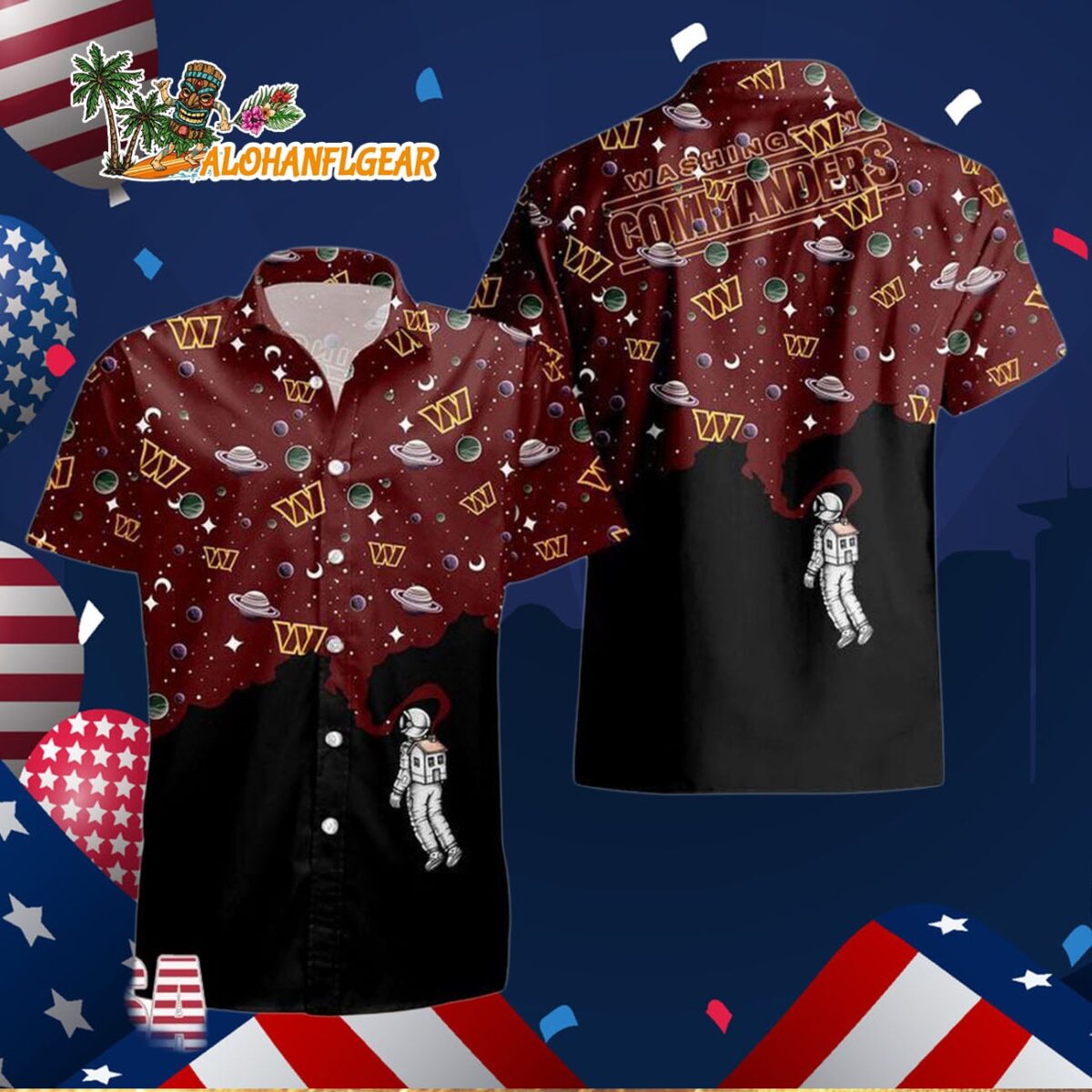 Washington Football Team Universal Astronaut Pattern Hawaiian Shirt Washington Commanders Aloha Shirt 3